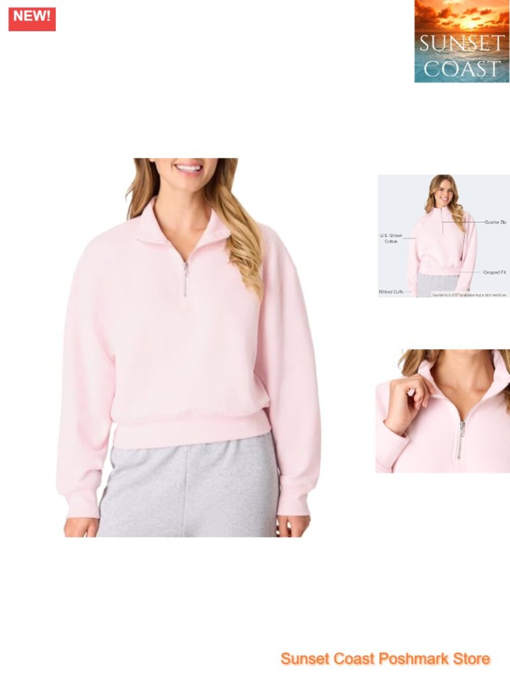 Hanes EcoSmart Womens Quarter-Zip Fleece Sweatshirt Midweight Pullover